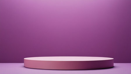 Pink podium on purple background. Minimal scene. 3d renderの素材
