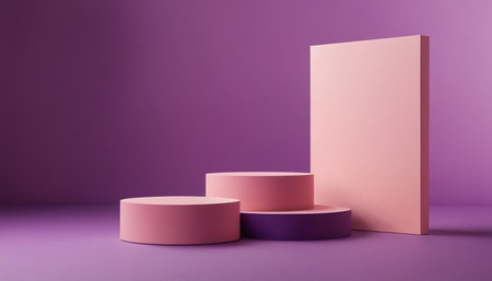 Minimalist abstract scene with podiums for mock up presentation in minimalism style, 3d renderの素材