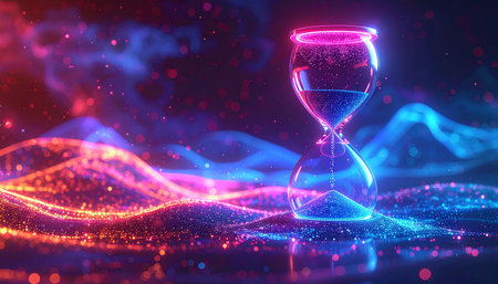 Hourglass abstract background. 3d rendering, 3d illustration.の素材
