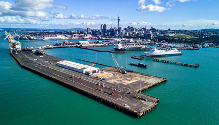 Aerial view of a pier in Downtown Vancouver, British Columbia, Canadaの素材
