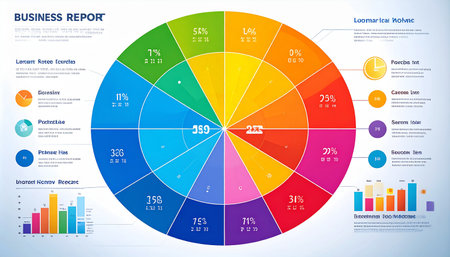 Infographic design template with pie chart. Ideal for statistic data display.の素材
