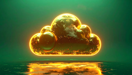 3D rendering of a cloud with moon and stars in the skyの素材