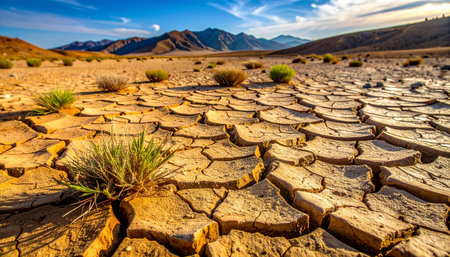 Dry and cracked ground in Death Valley National Park, California, USAの素材