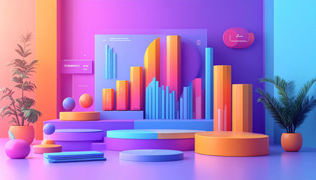 3d abstract geometric forms. Minimalist scene for product presentation.の素材