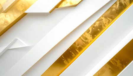 Gold and white abstract background for graphic design or wallpaper. 3D rendering.の素材