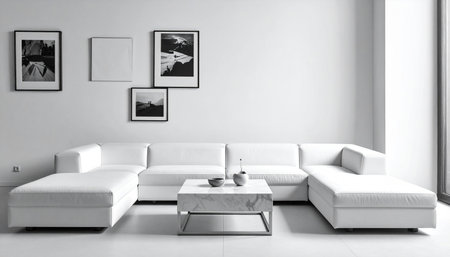 modern bright interiors apartment Living room mockup illustration 3D rendering computer generated imageの素材