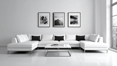 modern bright interiors apartment Living room mockup illustration 3D rendering computer digitally generated imageの素材