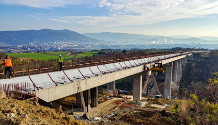 Construction of a viaduct in the village of Graz, Austriaの素材