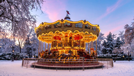 Modern office interior with computers and monitors. Vector illustration in neon colorsの素材