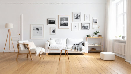 modern bright interiors apartment Living room mockup illustration 3D rendering computer generated imageの素材