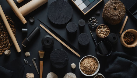 Interior of living room with yellow and blue armchairs and coffee tableの素材