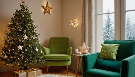 Mock up poster frame in living room interior background, 3d renderの素材