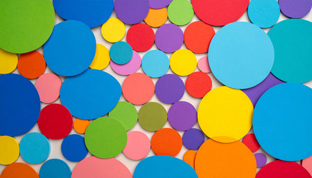 Colorful paper confetti on white background. Flat lay, top view.の素材