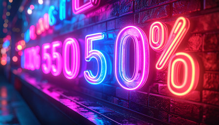 percent discount sign on the wall. 3d renderingの素材
