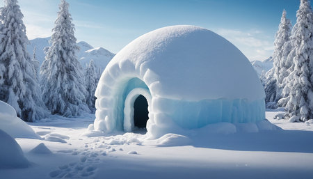 Ice igloo in the Carpathian mountains. Winter landscape.の素材