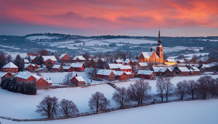 Winter panorama of Cesky Krumlov, Czech Republic.の素材