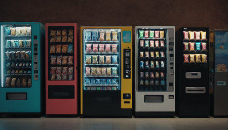 Vending machines in a supermarket. The concept of buying food and drinks.の素材