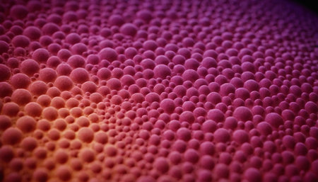 abstract background of pink foam bubbles close-up macro photography.の素材