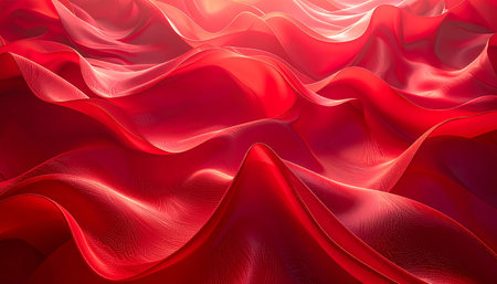 Red abstract wavy background. 3d rendering, 3d illustration.の素材