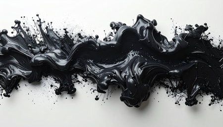 Black paint splash on white background. 3d rendering, 3d illustration.の素材