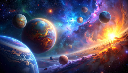 Planets and galaxy, science fiction wallpaper. Beauty of deep space.の素材