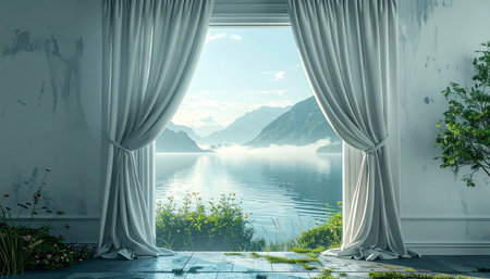 Beautiful winter landscape with snow covered fir trees and trail in the mountainsの素材