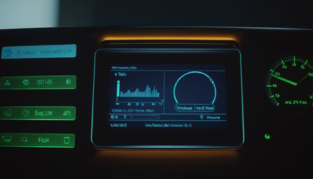 Futuristic dashboard with graphs and charts. 3d rendering.の素材