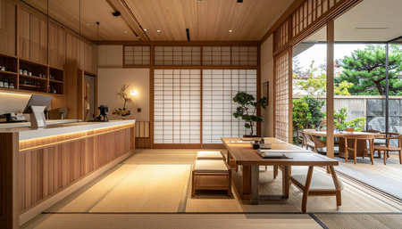 Japanese-style dining room in the Japanese-style house. Nobody insideの素材