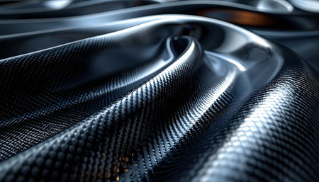 3d rendering of abstract metallic waves in black and silver color.の素材