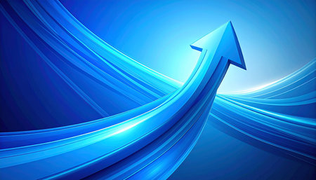 Blue arrow on blue background. Vector illustration. Clip-art.の素材