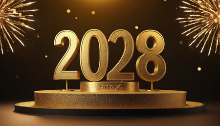 Happy New Year 2028. Happy New Year 2028. 3D illustrationの素材