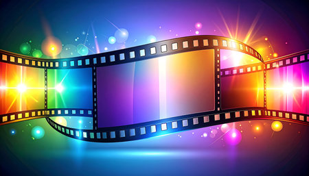 Colorful movie film strip background. Vector illustration. Eps 10.の素材