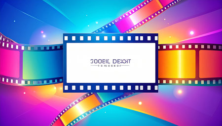 Colorful film strip on colorful background. Vector illustration. Eps 10の素材