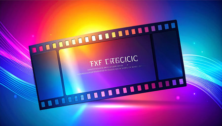 Glowing film strip on colorful background. Vector illustration. Eps 10の素材