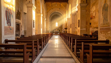 Interior of the Church of the Annunciation in Nazareth, Israelの素材