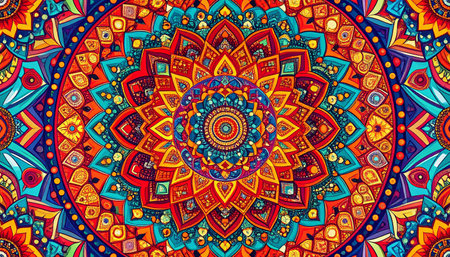 Ethnic floral seamless pattern. Abstract ornamental pattern, kaleidoscope fabric designの素材