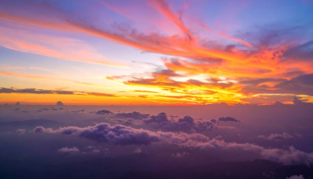 Sunrise and cloud at Doi Inthanon National Park, Chiang Mai, Thailandの素材