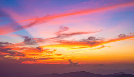 Sunset at Phu Kradueng National Park, Loei, Thailandの素材