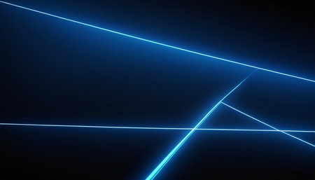 Blue neon lines on a black background. 3d rendering, 3d illustration.の素材