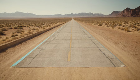 Aerial view of road in the desert of Nevada, USA.の素材