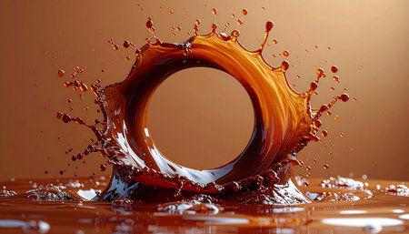 splash of orange liquid on a brown background. 3d renderingの素材