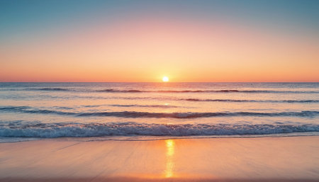 Beautiful sunrise on the beach - Vintage filter and boost up color processingの素材