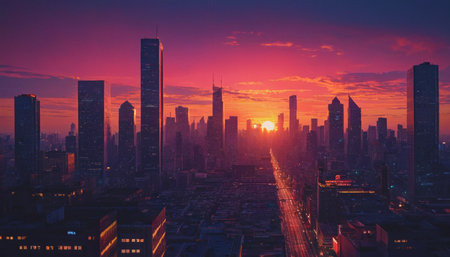 Sunset view of Shanghai, China. Shanghai is the capital of China.の素材