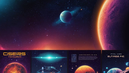 Set of space backgrounds. Elements of this image furnished by NASA.の素材