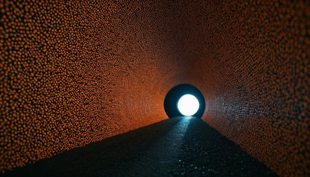 Tunnel with light at the end. 3d rendering.の素材