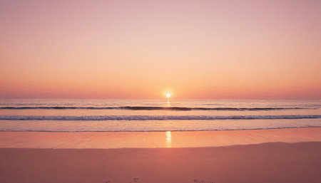 Beautiful sunset on the beach background - Vintage Filter and Boost up color Processingの素材