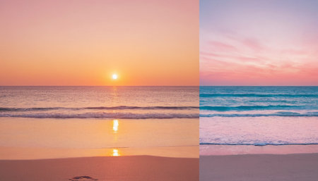 Beautiful Sunset on the beach - Vintage Filter and Boost up color Processingの素材