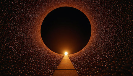 Conceptual image of a path leading to the end of a tunnelの素材