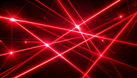 Abstract red light lines on a dark background. 3d rendering.の素材