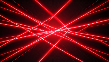 Abstract red neon lines on a dark background. 3d rendering.の素材
